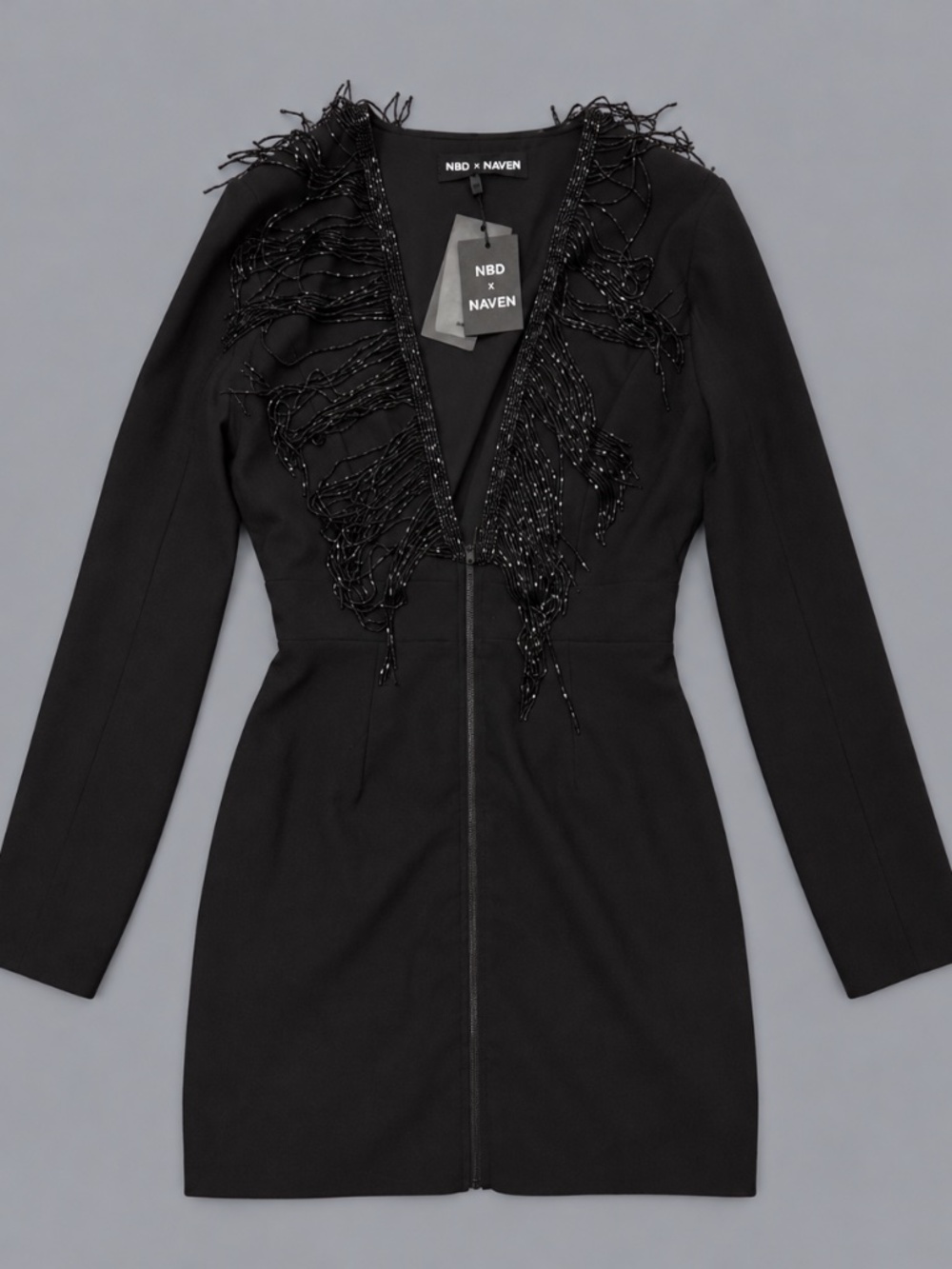 NBD x NAVEN Beaded Fringe Mini Dress – Size S